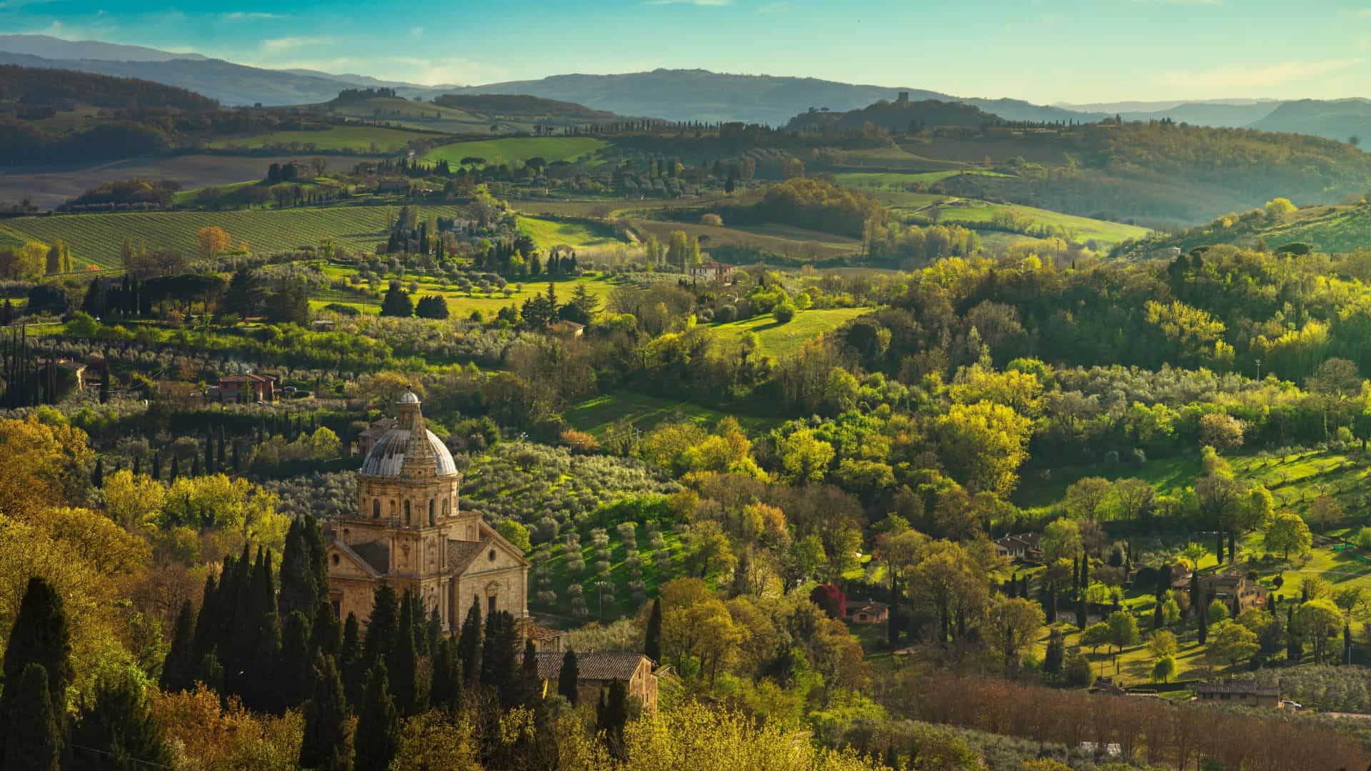 Hügelige Landschaft des Val D'Orcia