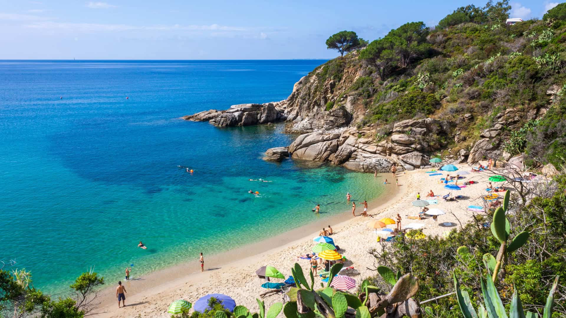 Panoramablick auf die Küste von Cavoli, einen Strand auf der Insel Elba